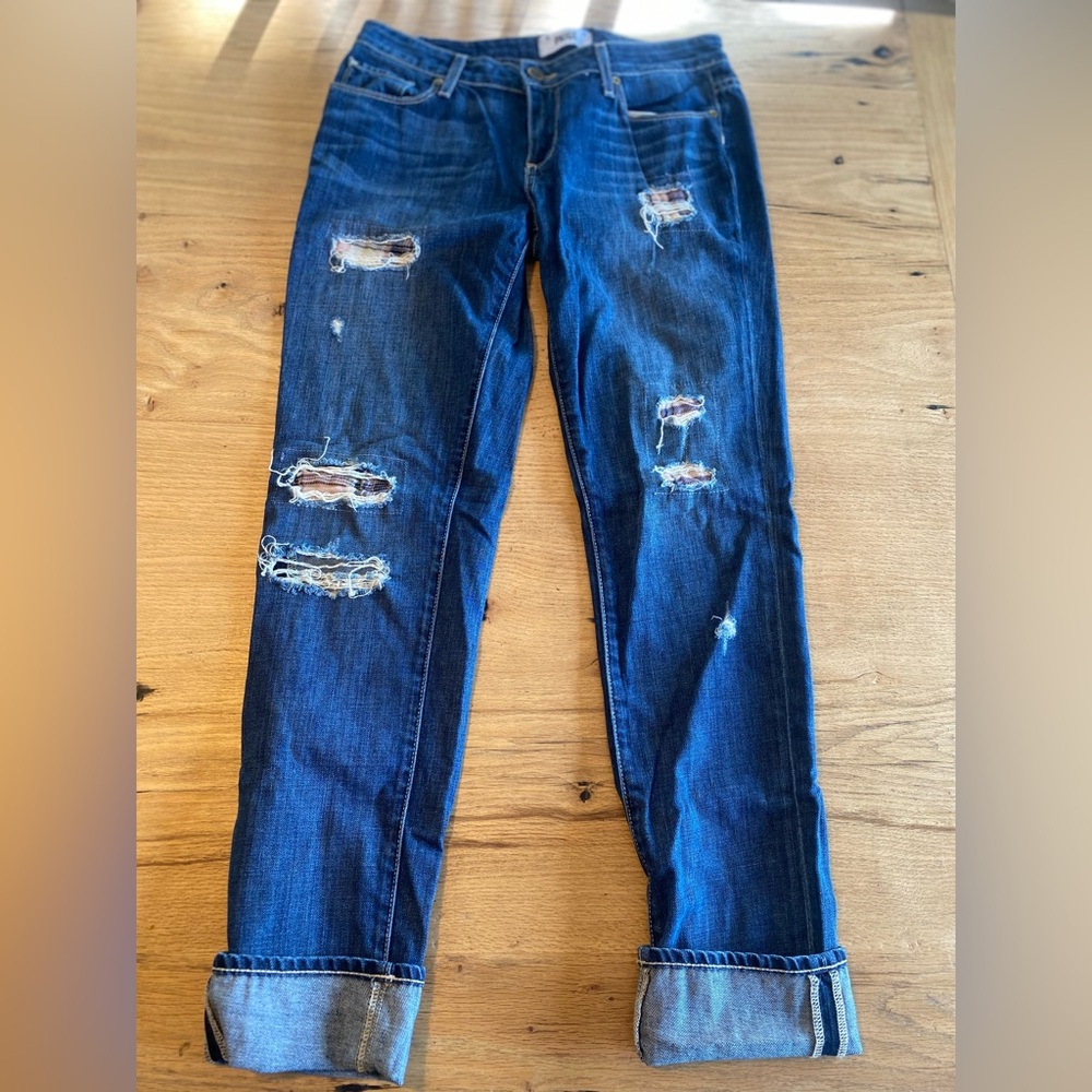 PAIGE Blue Boyfriend Distressed Jeans Women’s 28‎ Preloved